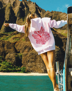 Hawaii Hibiscus Hoodie in Blush